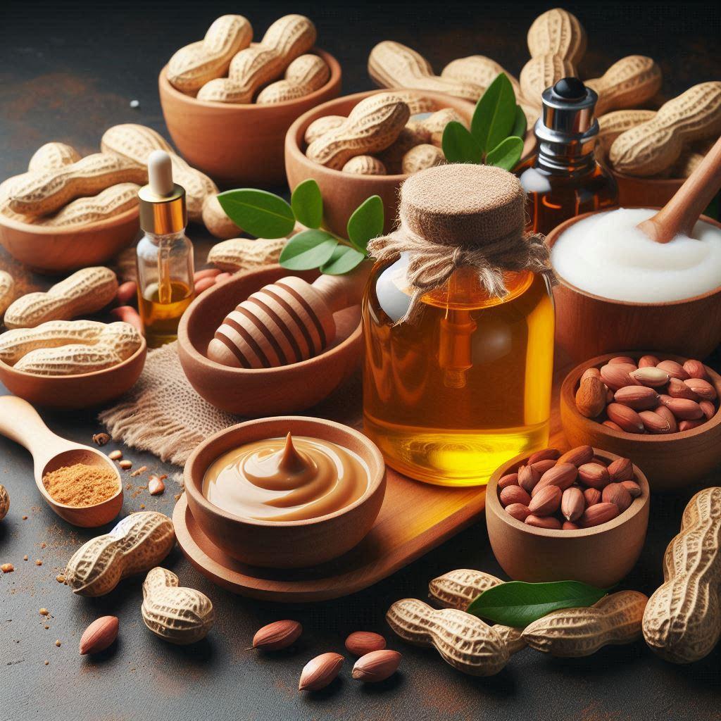 Hair Care products, Massage Oils products and Natural Cosmetics products using raw peanut butter as ingredient (public domain)