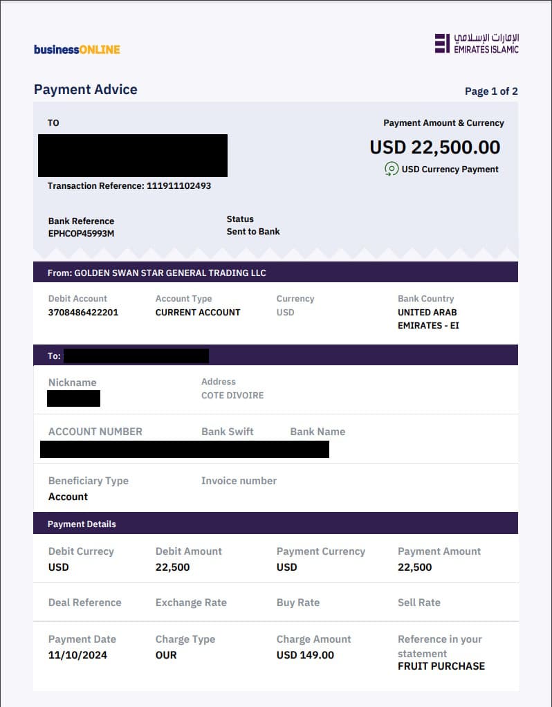 A fake payment receipt sent to seller as proof of payment (credit: Sahel Agri-Sol / Public Domain)