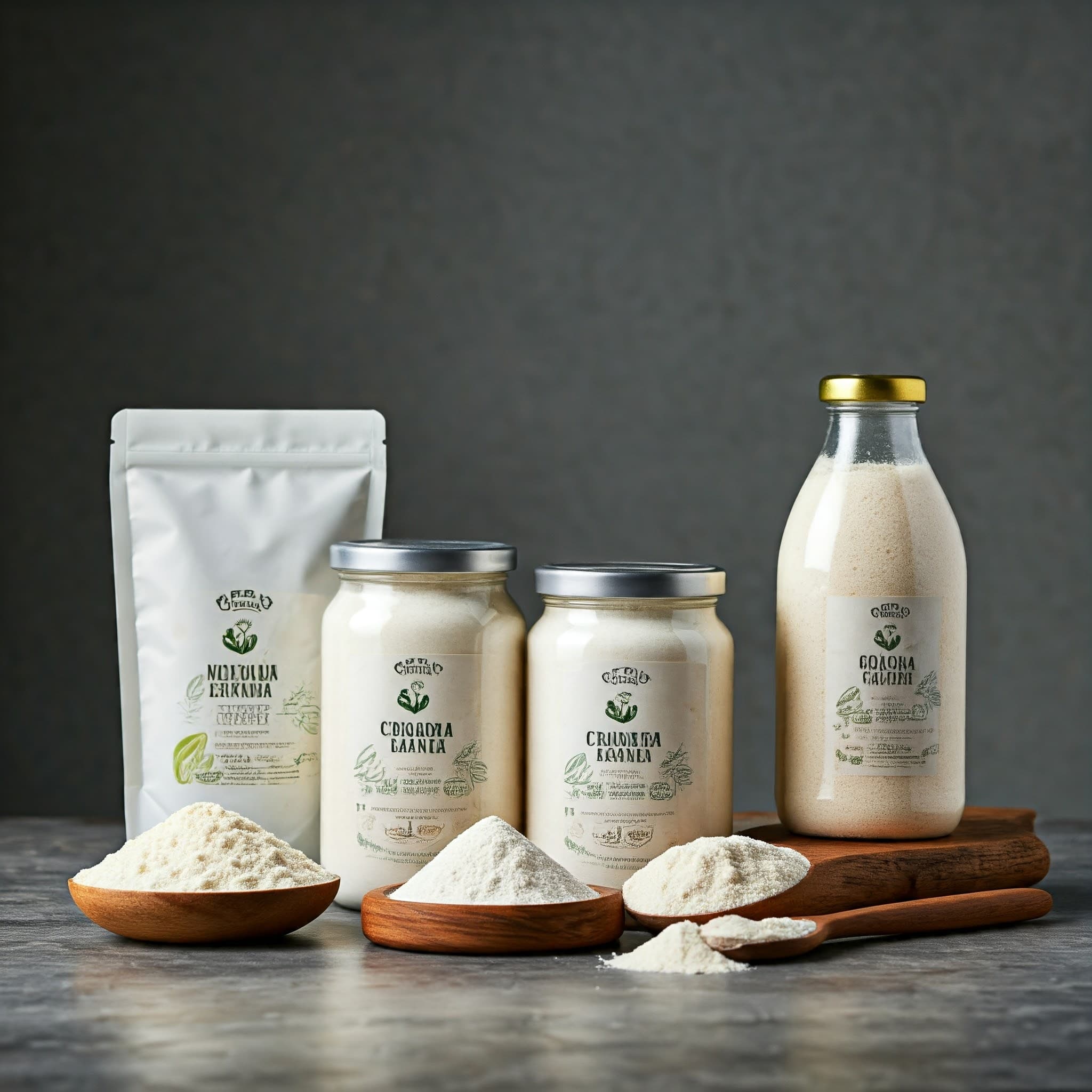 Prodotti alimentari con amido di manioca come ingrediente principale (Immagine generata da IA)