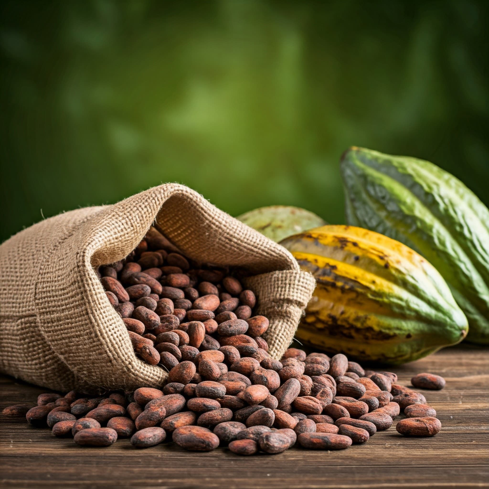 Fèves de cacao (Image générée par IA)