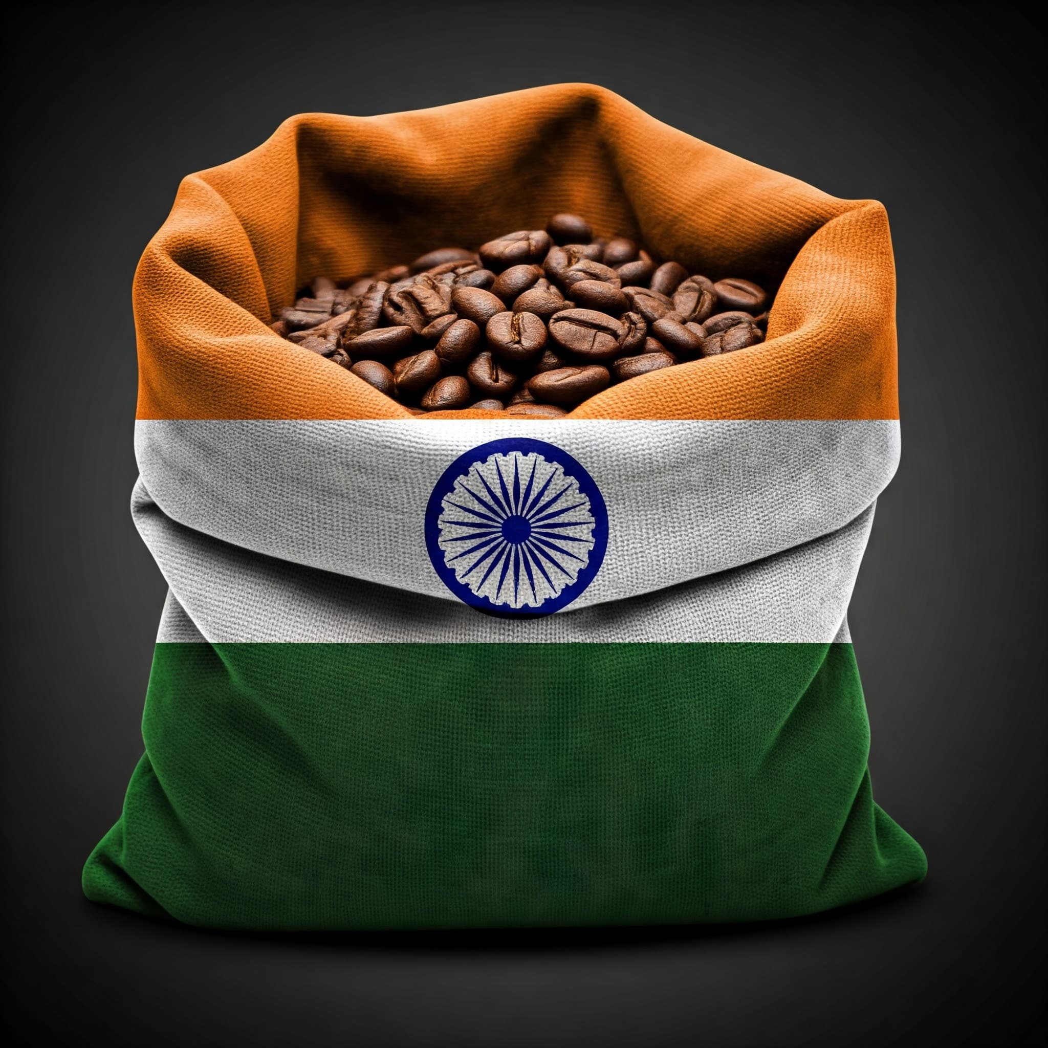 இந்தியா கொடியுடன் உள்ள ஏற்றுமதி மூட்டையில் காப்பி குண்டுகள் (ஏஐ உருவாக்கிய படம்)
