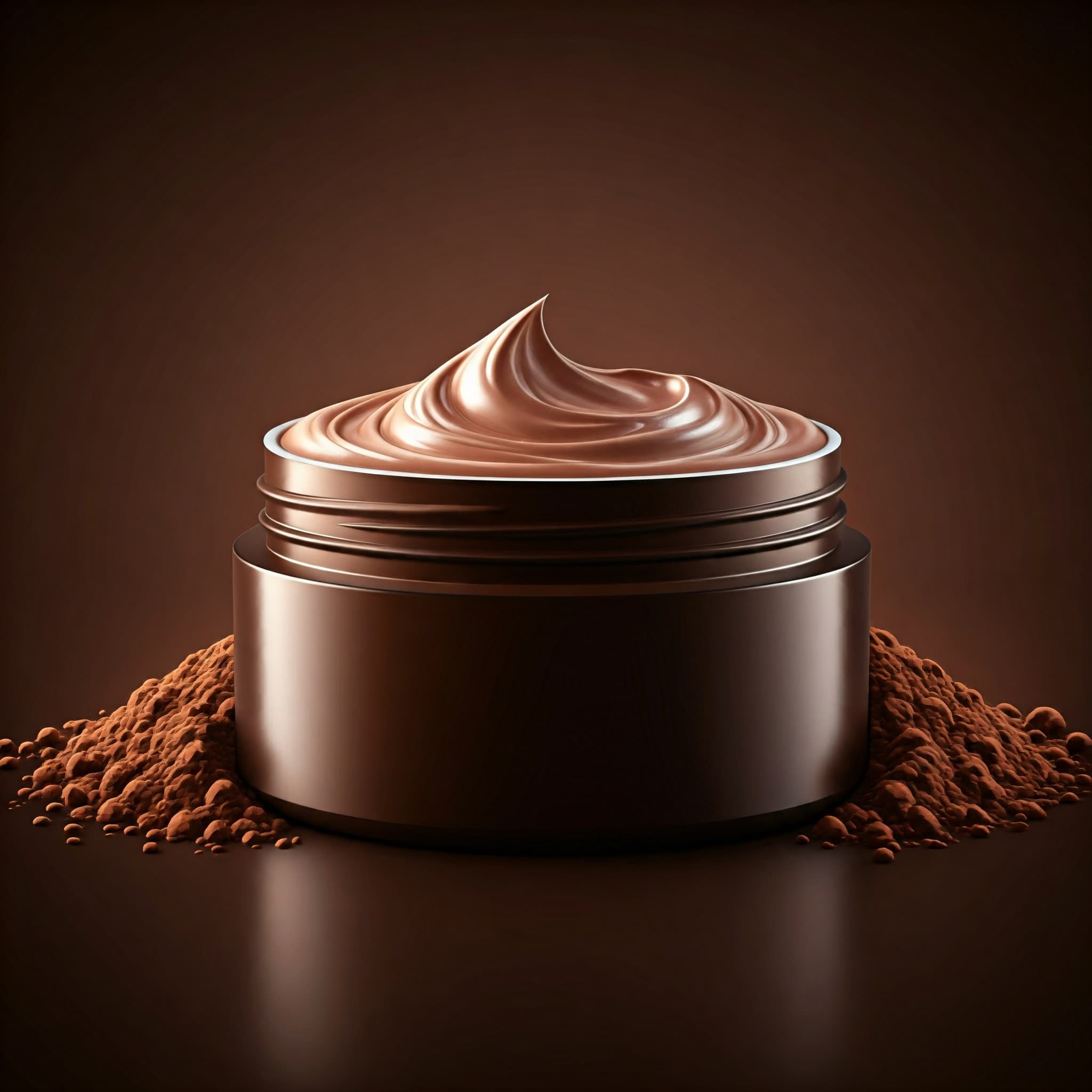 Crème cosmétique utilisant de la poudre de cacao de qualité inférieure comme ingrédient (Image générée par IA)