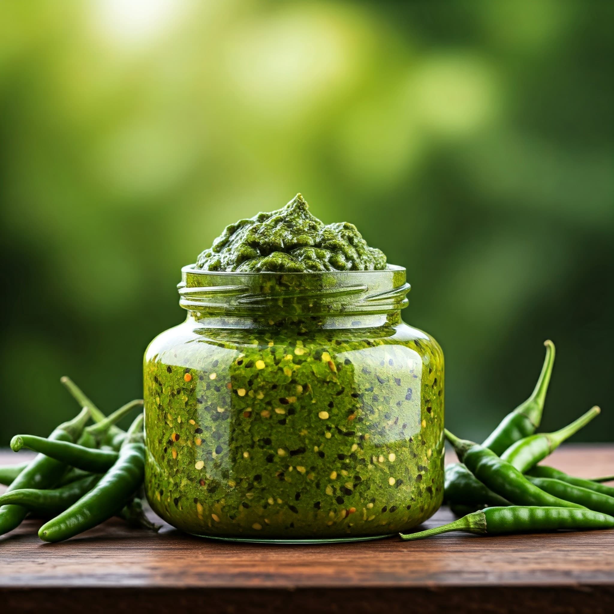 Green chili paste using green chillies as ingredients (AI-generated Image)