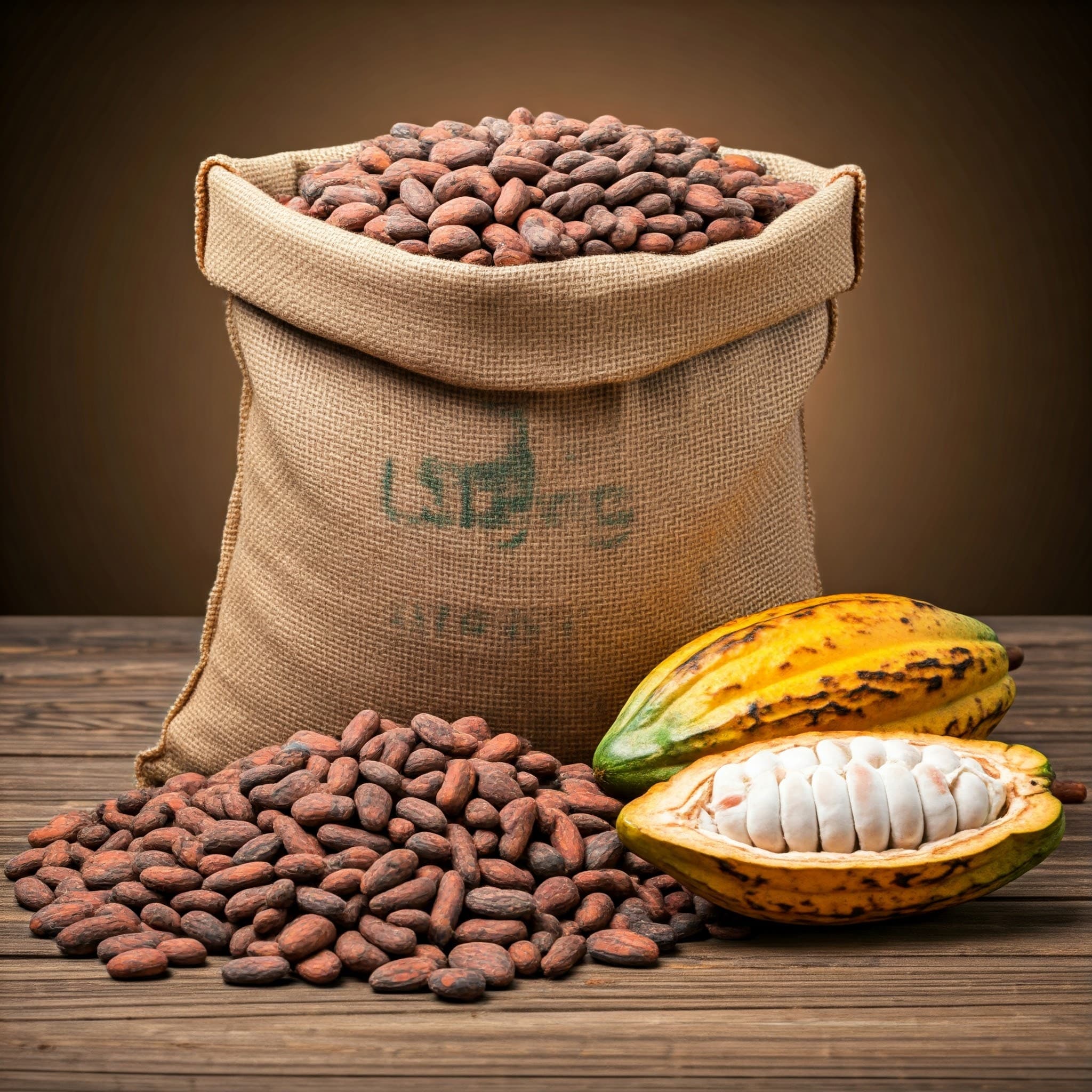 Un saco de granos de cacao (Imagen generada por IA)