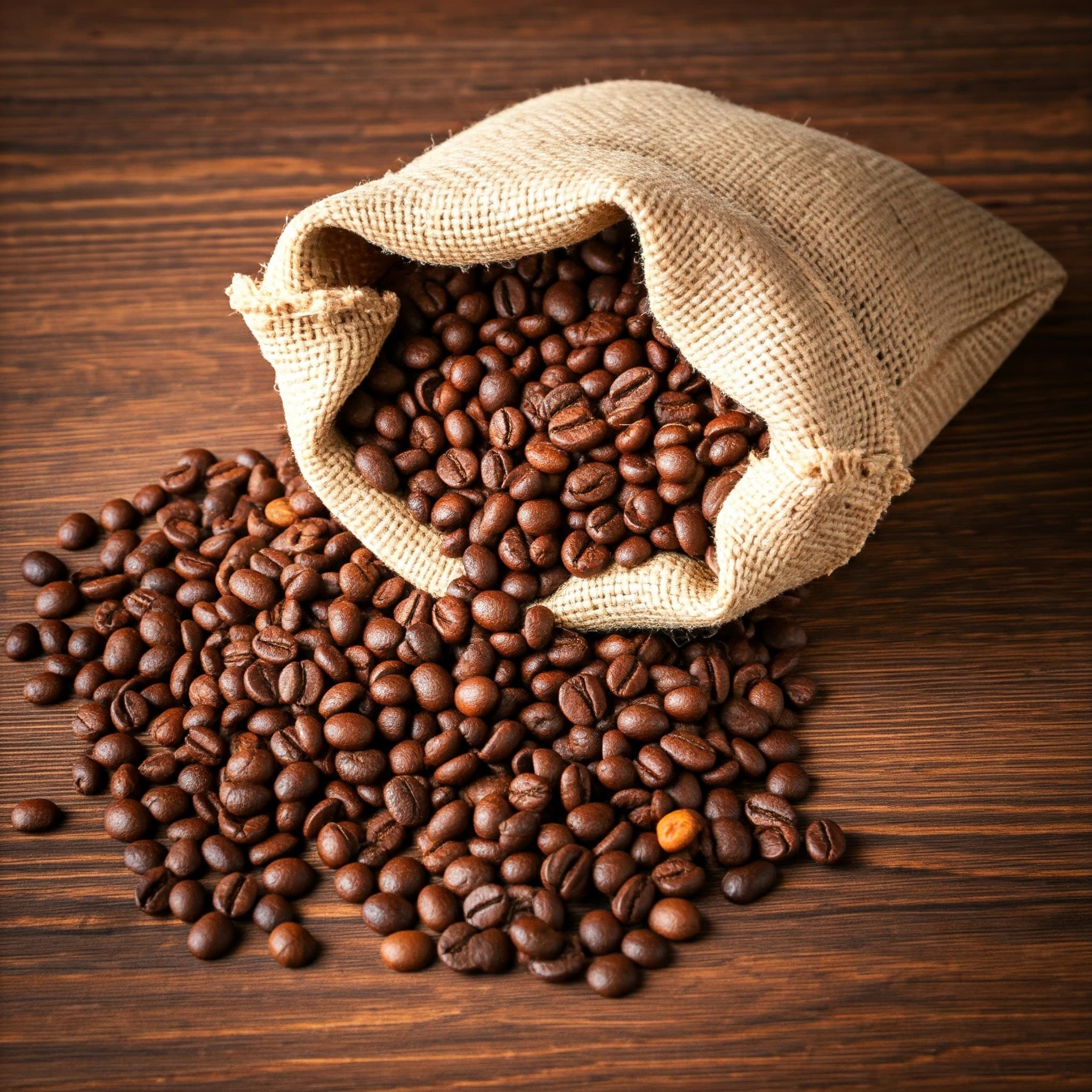 Un sacco di chicchi di caffè (Immagine generata da IA)