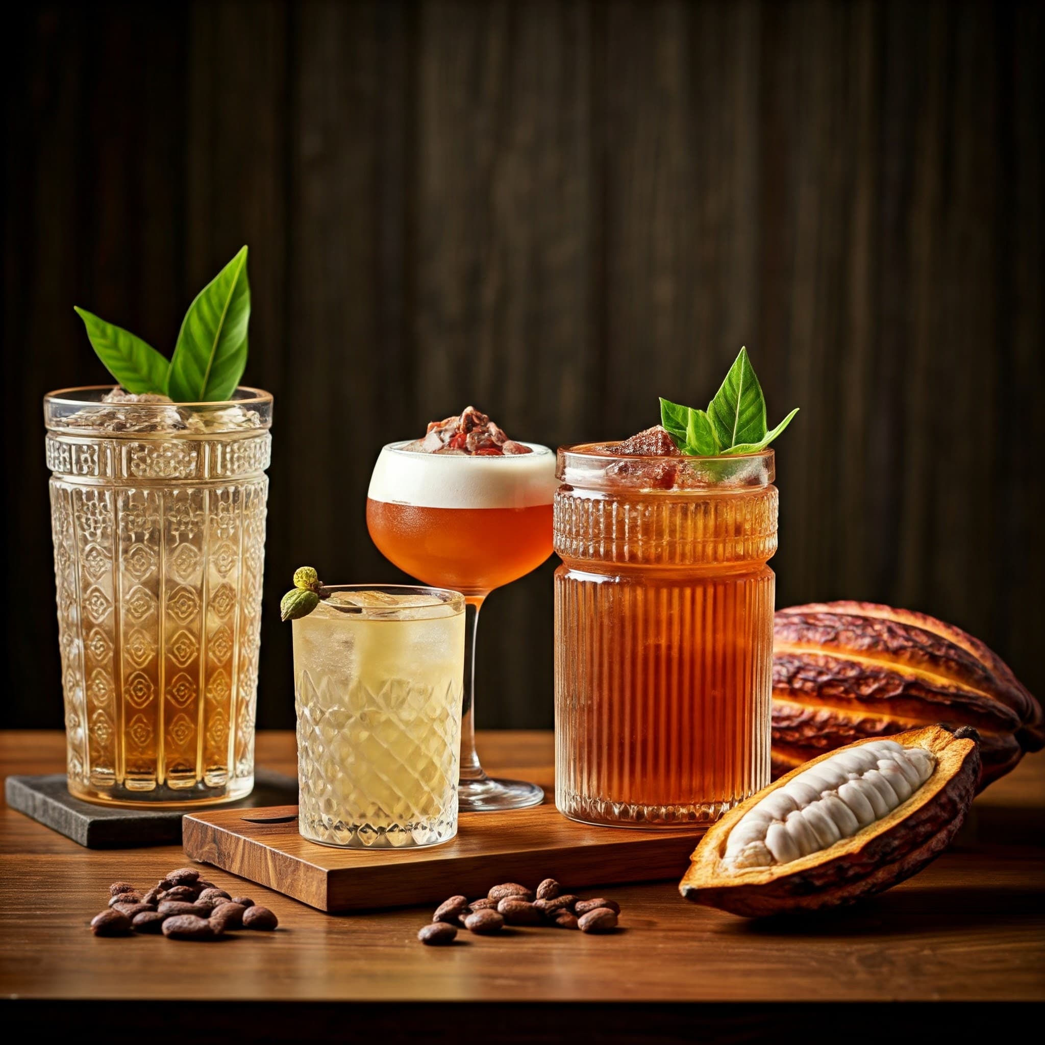 Cocktails made with cocoa pulp as an ingredient (AI-generated Image)