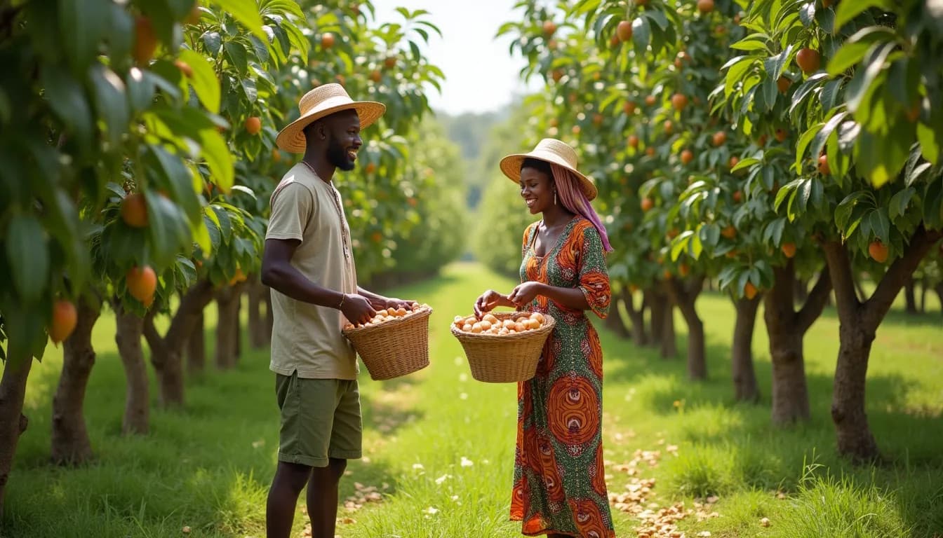 Young African Farmers harvesting fruits (AI-generated Image)