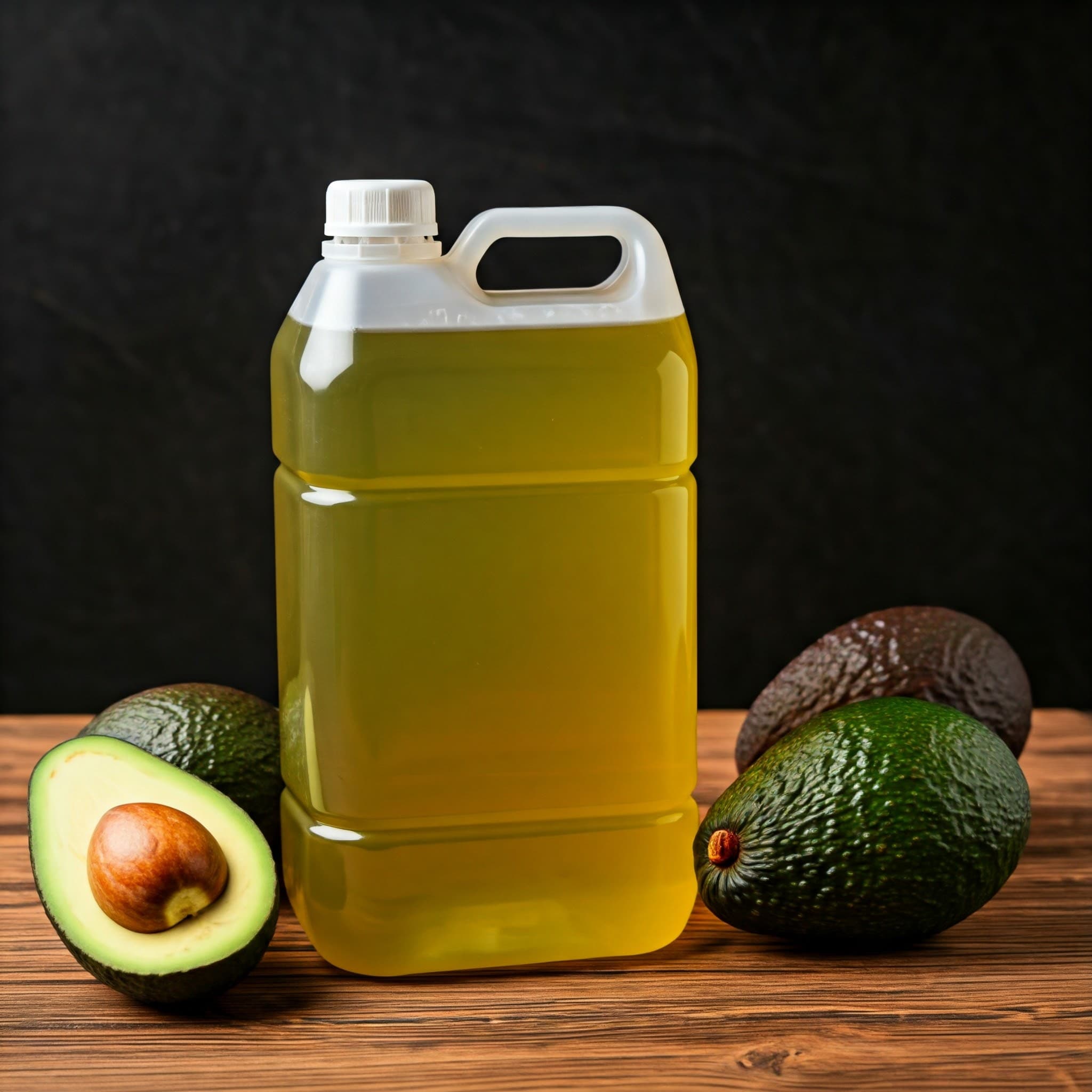 Crude avocado oil in a 25 L jerrican (AI-Generated Image)