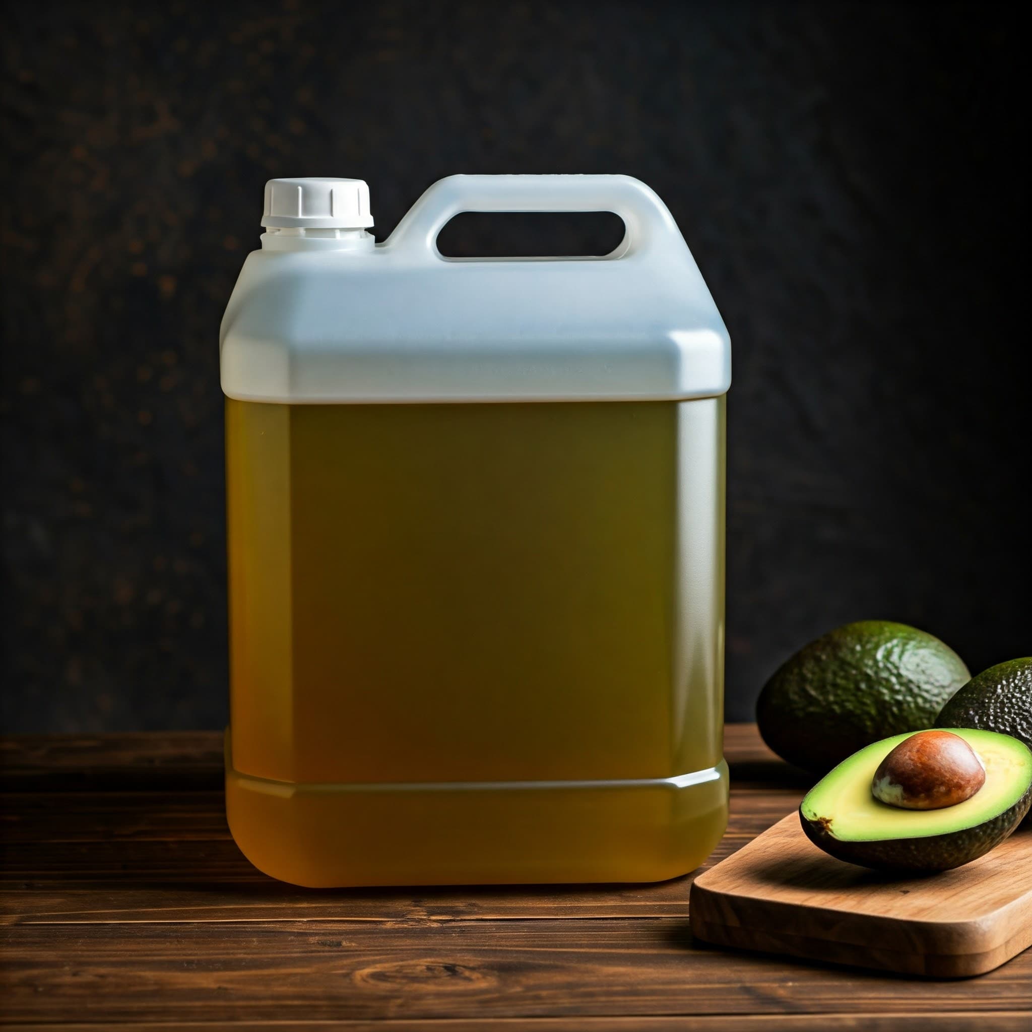 Crude avocado oil in a 50 L jerrican (AI-Generated Image)