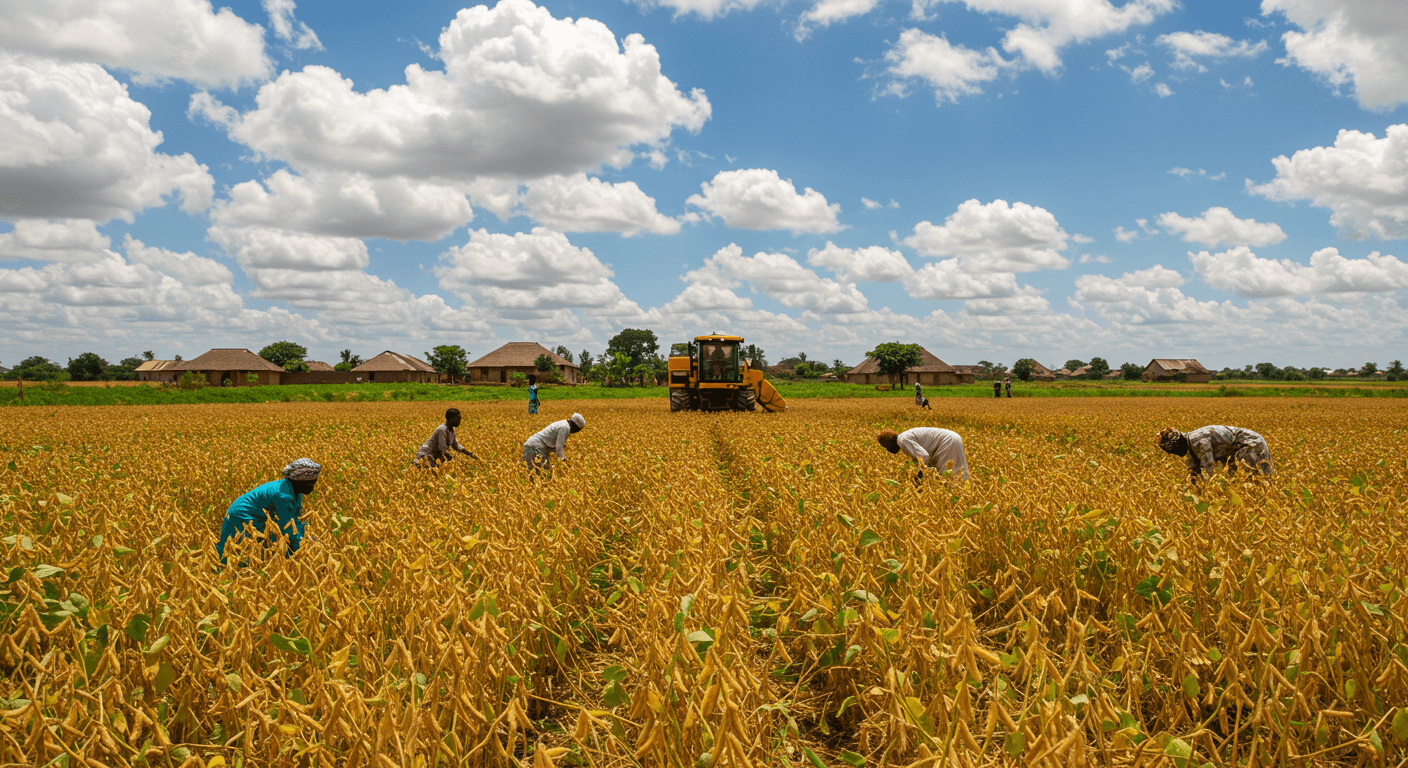 Non-GMO soybean harvest in Nigeria (AI-generated image)