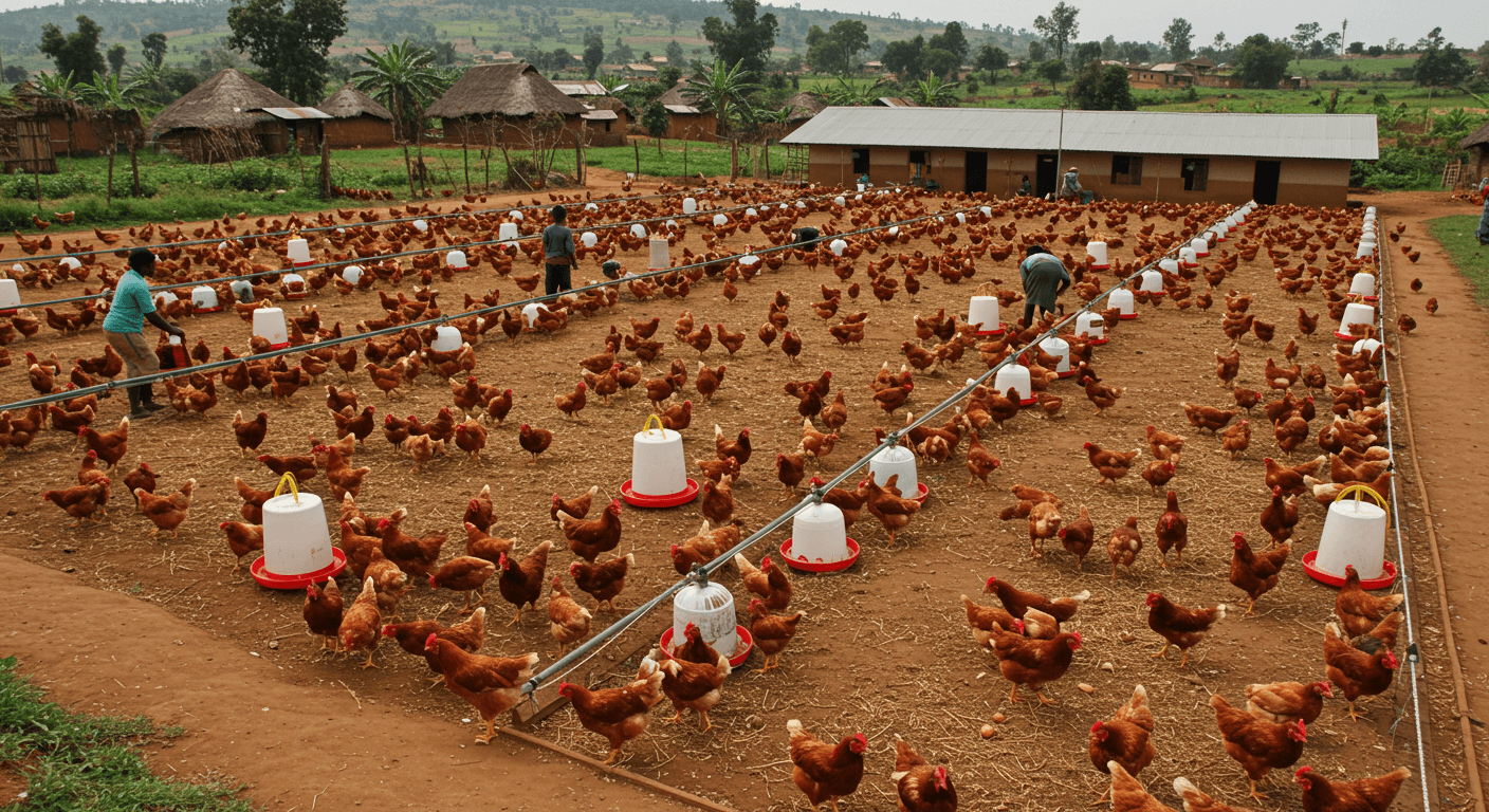 Peternakan ayam di Uganda (gambar yang dihasilkan oleh AI)