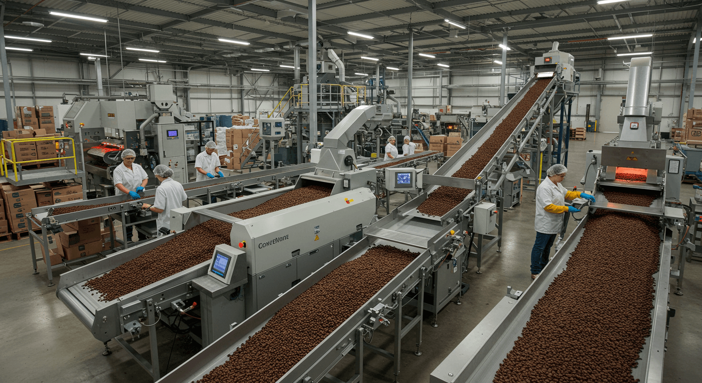 Lini produksi kopi (gambar yang dihasilkan oleh AI)