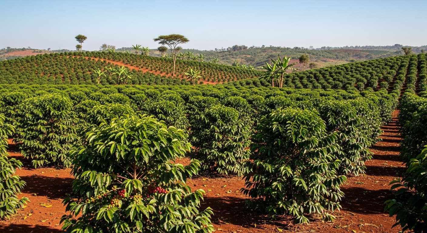 Champ de café en Ouganda (image générée par IA)
